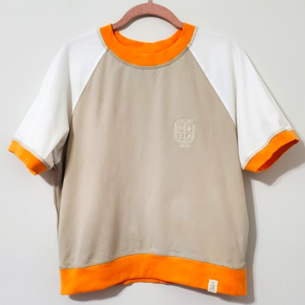 Americanino Boxy Short Raglan Sleeve Sweatshirt Colorblock Women Medium